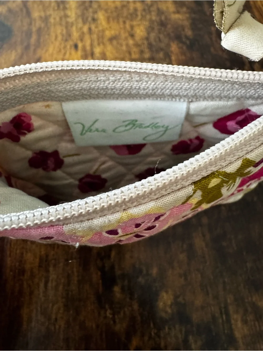 Vera Bradley Floral Quilted Zip Pouch - Pink & Green